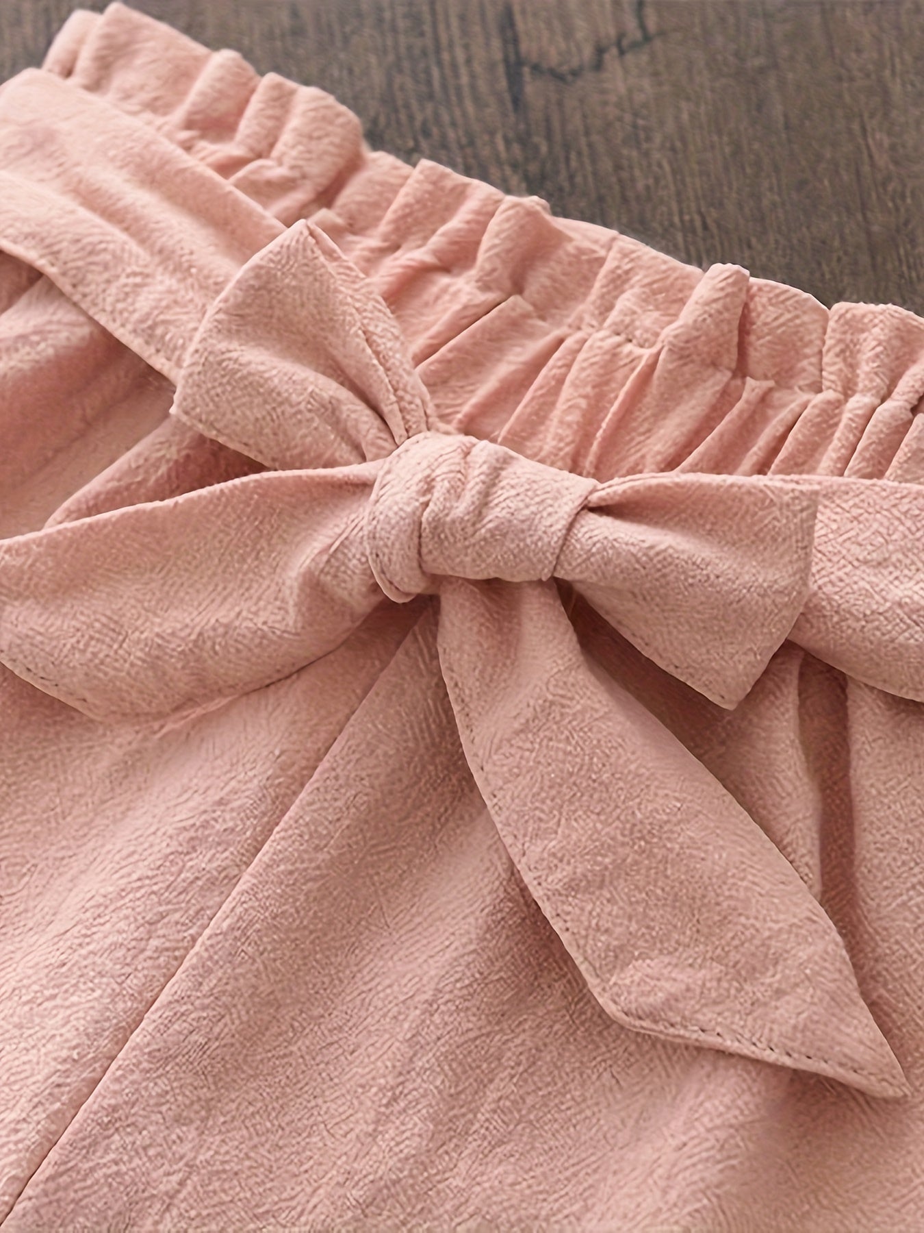 2pcs 100% Cotton Elegant Girls Outfits: Sleeveless Ruffle Trim Shirt Pullover + Shorts Set with Bow Belt for Summer Outdoor - Kenner House Emporium