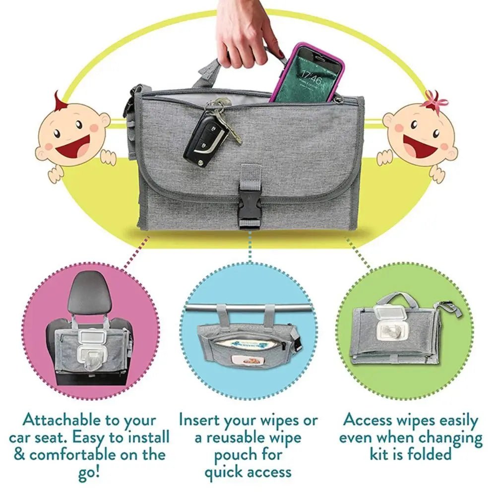 Portable Diaper Changing Pad Portable Baby Changing Pad with Pockets Waterproof Travel Diaper Changing Station Kit Baby Gifts - Kenner House Emporium