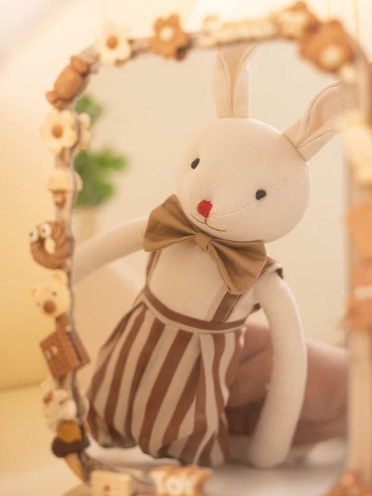 Stuffed Bunny Cloth Dress Toys Smoothing Toy for Infant Cuddling sleep doll for Girls Handmade Diversity Brown Rabbit Plushie - Kenner House Emporium