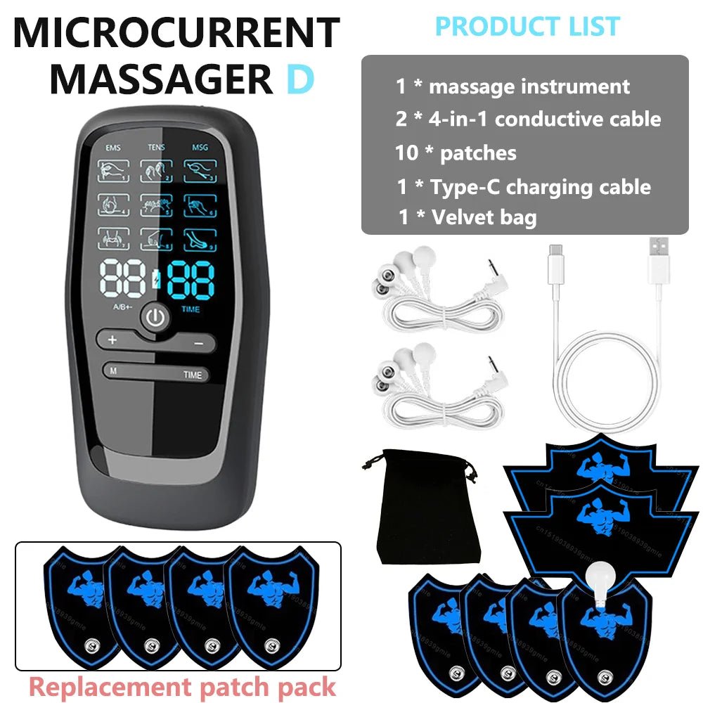 Electric 9 Modes Digital Therapy Muscle Stimulator Physiotherapy Microcurrent Tens electrostimulator EMS Pulse Body Massager - Kenner House Emporium