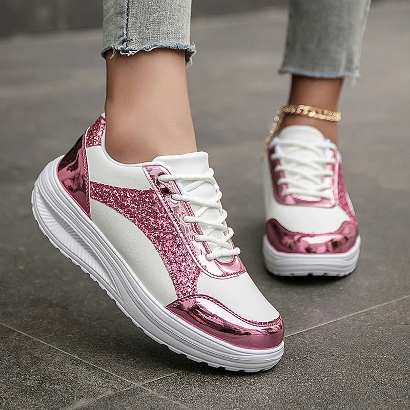 Spring Pink Sneakers Woman Shoes Casual Breathable Mesh Sneakers for Women Platform Slip - on Knitted Socks Sneakers Ladies - Kenner House Emporium