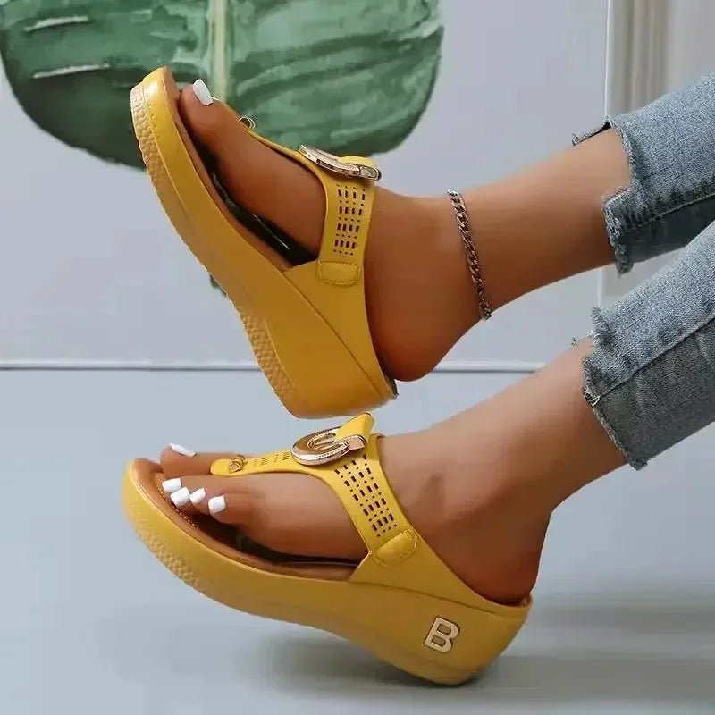 Summer Sandals Women 2025 Big Size Platform Wedges Sandals Slippers Non - Slip Open Toe Flip Flops Ladies Comfortable Beach Shoes - Kenner House Emporium