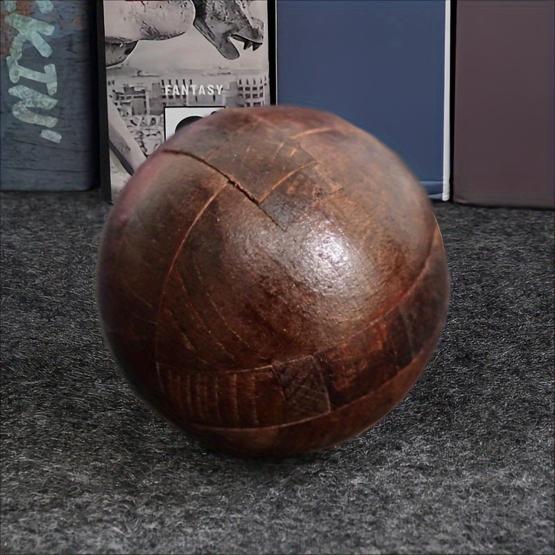 Puzzle Magic Ball | Plywood Brain Teaser Puzzle Ball for Adults, Wheat Color, Uncharged - Kenner House Emporium
