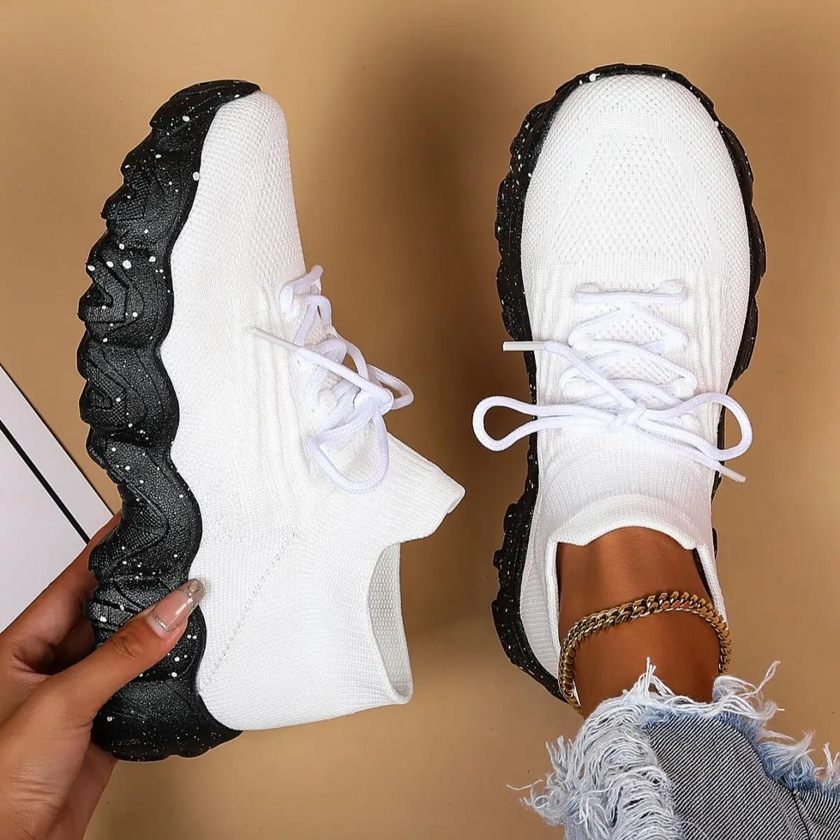 Spring Pink Sneakers Woman Shoes Casual Breathable Mesh Sneakers for Women Platform Slip - on Knitted Socks Sneakers Ladies - Kenner House Emporium