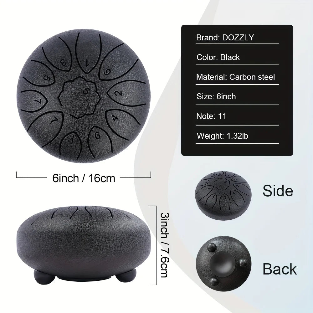 Colourful Steel Tongue Drum Outdoors Rain Drum Instrument 6 inch Hand Drum Ethereal Drum Sticks Percussion Drum Accessories - Kenner House Emporium