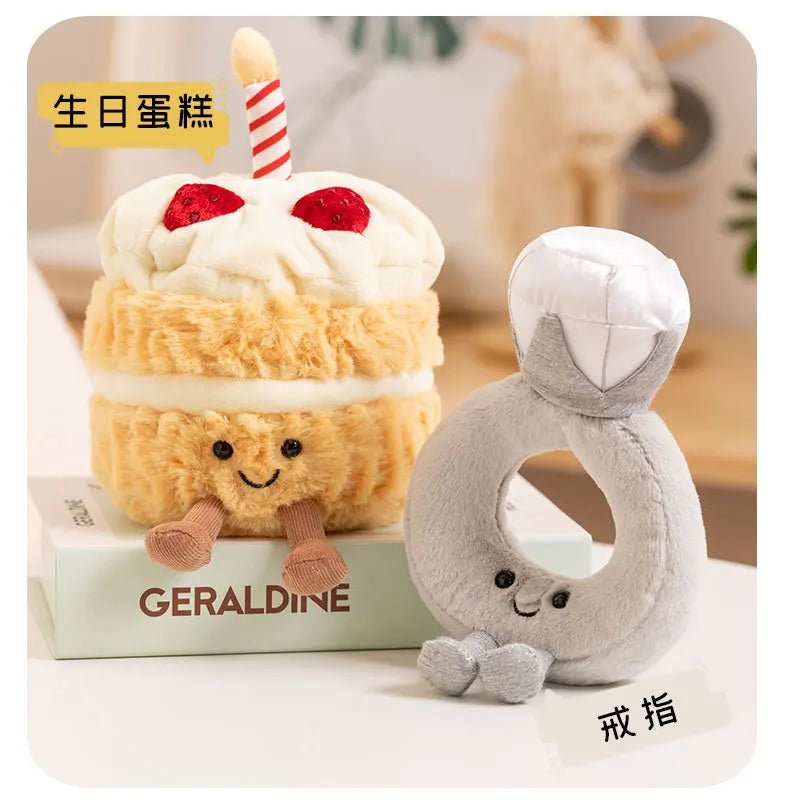 Cute JC Cartoon Cake Plush toys soft soft Doll Stuffed PP Cotton Desktop Ornament Decor Girl Collectible Birthday Surprise Gift - Kenner House Emporium