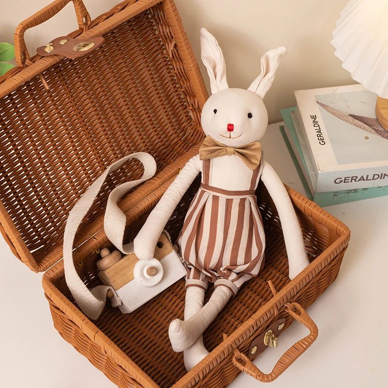 Stuffed Bunny Cloth Dress Toys Smoothing Toy for Infant Cuddling sleep doll for Girls Handmade Diversity Brown Rabbit Plushie - Kenner House Emporium
