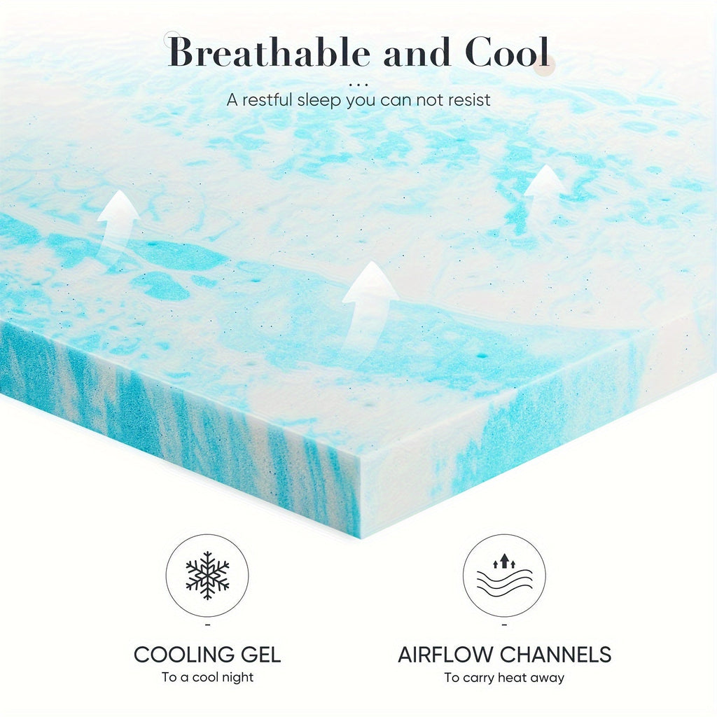 Basic 2/3/4 Inch And Upgraded 5zone 2/3/4 Inch Mattress Topper Comfort Bed Topper Cooling Mattress Pad Gel Premium Memory Foam Mattress, CertiPUR - US - Kenner House Emporium