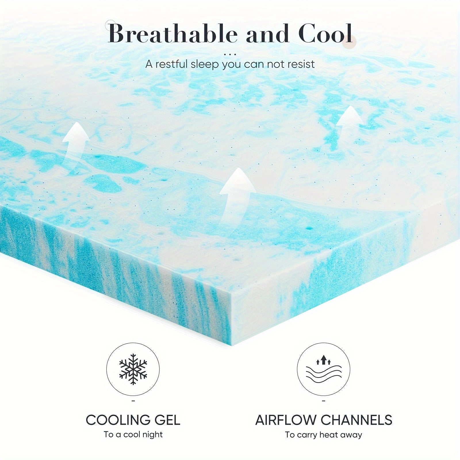 Basic 2/3/4 Inch And Upgraded 5zone 2/3/4 Inch Mattress Topper Comfort Bed Topper Cooling Mattress Pad Gel Premium Memory Foam Mattress, CertiPUR - US - Kenner House Emporium