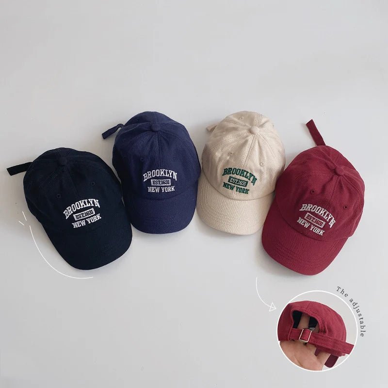 Letter Embroidery Baby Baseball Cap Solid Color Adjustable Toddler Boys Girls Snapback Hat Casual Kids Cotton Duck Tongue Caps - Kenner House Emporium