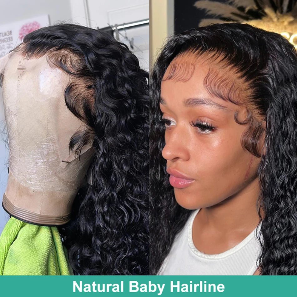 250 Density Wear And Go Water Wave Bob Glueless Wet And Wavy HD Lace Frontal Pre Cut Human Wigs Brazilian Virgin Cheveux Humain - Kenner House Emporium