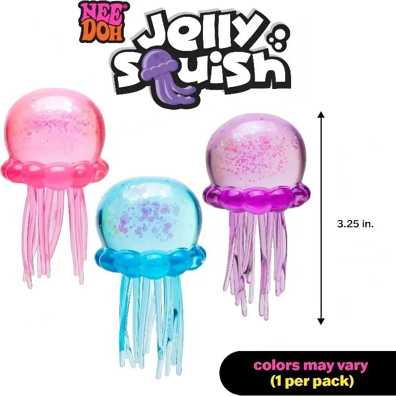 Squishy toys Nee Doh Jellyfish & Cube Squish Toy, Soft Jelly Squeeze Stress Relief Fidget Toy, Sensory NeeDoh for Kids & Adults - Kenner House Emporium