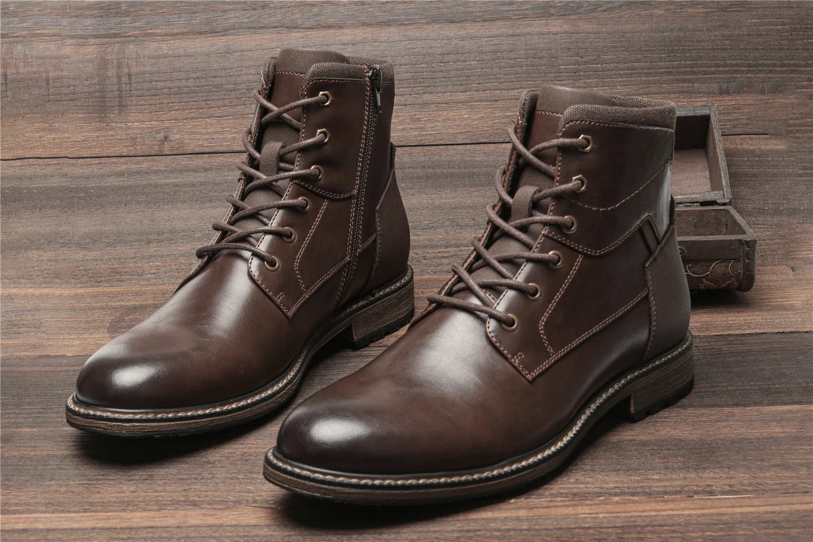 Dark Brown Men boots Spring British Style Leather Boots Retro Men Ankle Boots - Kenner House Emporium