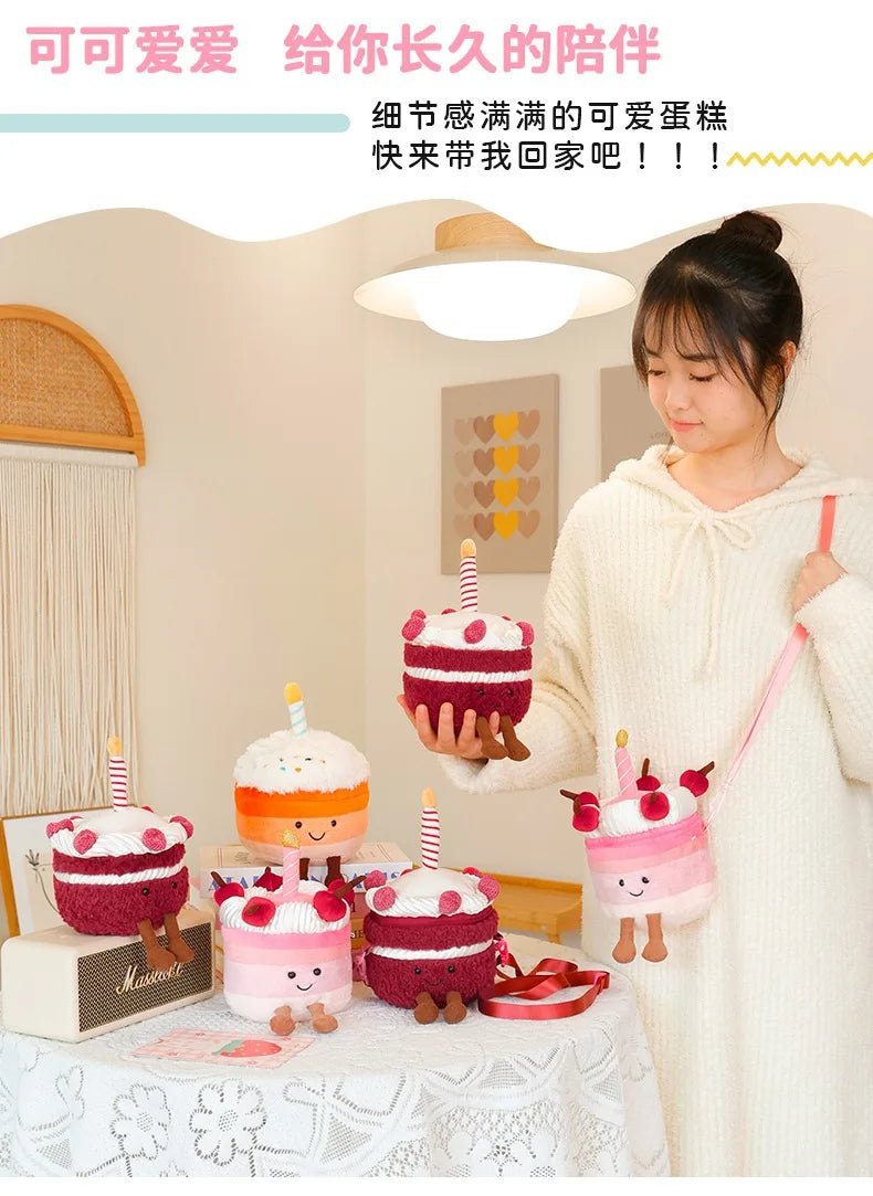 Cute JC Cartoon Cake Plush toys soft soft Doll Stuffed PP Cotton Desktop Ornament Decor Girl Collectible Birthday Surprise Gift - Kenner House Emporium