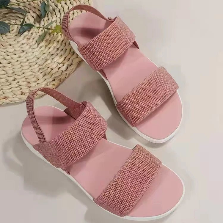 Sandals Elegant Low Heel Women's Orthopedic Shoes Women's Open Toe 2023 Solid Color New Large 25 - 45 Flat Thick Heel Casual Shoes - Kenner House Emporium