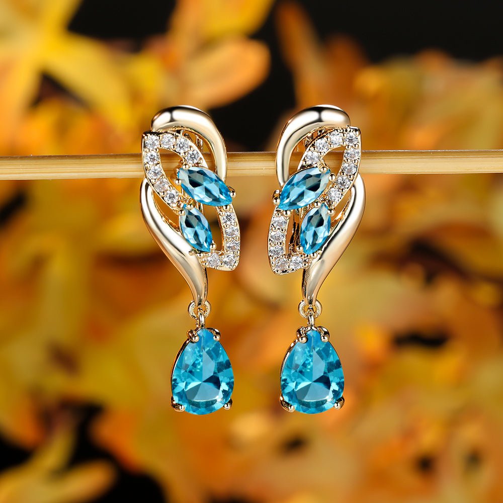 Romantic Flower Dangle Earrings Women Birthstone Party Earrings Jewelry Gifts - Kenner House Emporium