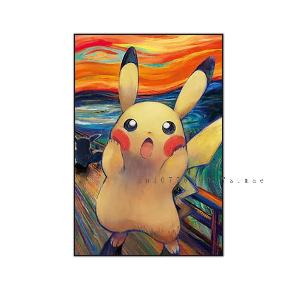 Pokmon Anime Character Pikachu Posters Van Gogh Museum Watercolor Canvas With HD Printed Wall art Pictures For Living Room Gifts - Kenner House Emporium