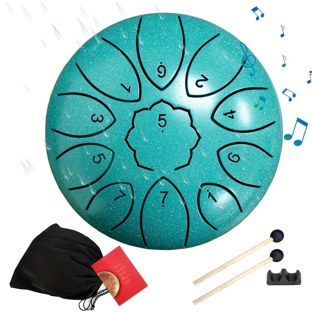 Colourful Steel Tongue Drum Outdoors Rain Drum Instrument 6 inch Hand Drum Ethereal Drum Sticks Percussion Drum Accessories - Kenner House Emporium