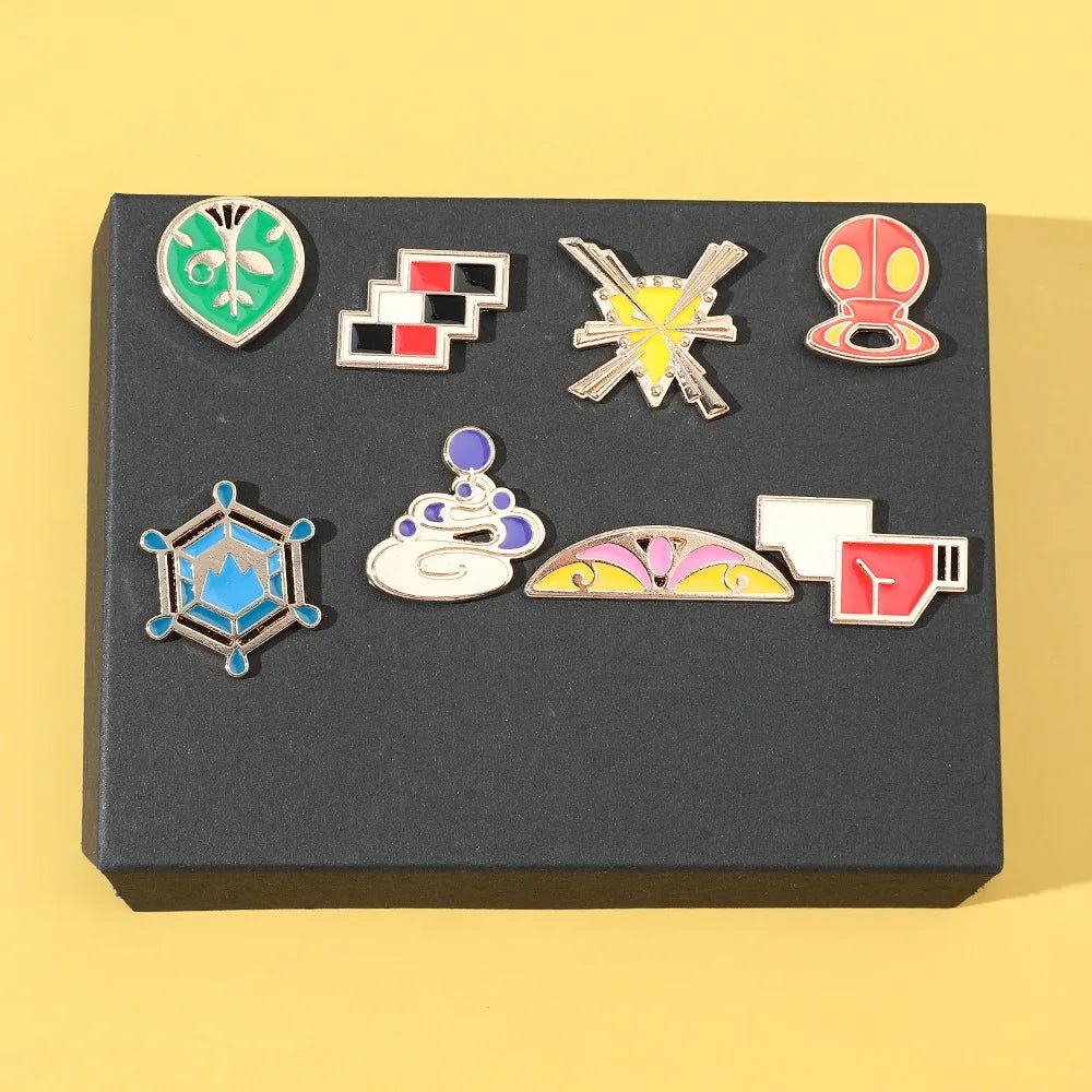 Anime Pokemon Badges Kanto Johto Hoenn Sinnoh Unova Kalos League Region Orange Islands Pins Brooches Box Set Pocket Monster - Kenner House Emporium