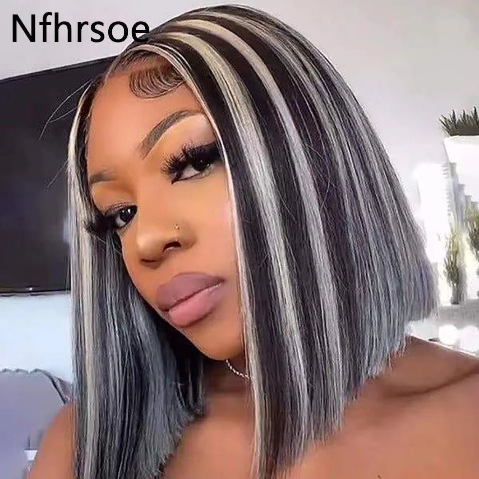 Human Hair Pre Plucked 180% Density Glueless Wigs Human Hair Straight 13X4 Lace Front Human Hair Wigs 60 Black Color Bob Wig - Kenner House Emporium