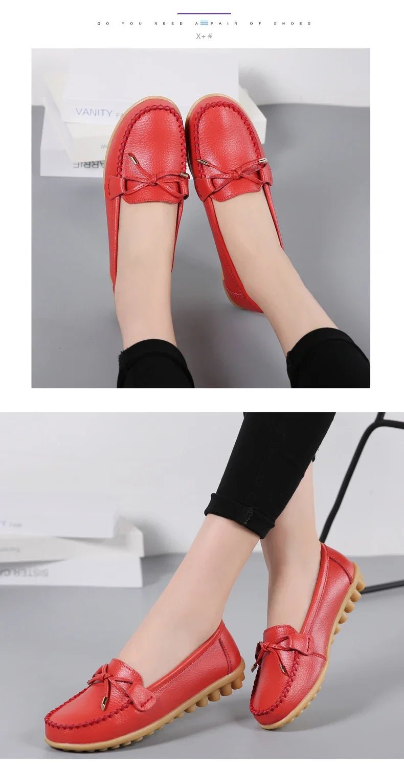 New Woman Flats Shoes Ballet Flat Sneakers Genuine Leather Spring Soft Moccasins Ladies Boat Ballerina Espadrilles Creepers - Kenner House Emporium