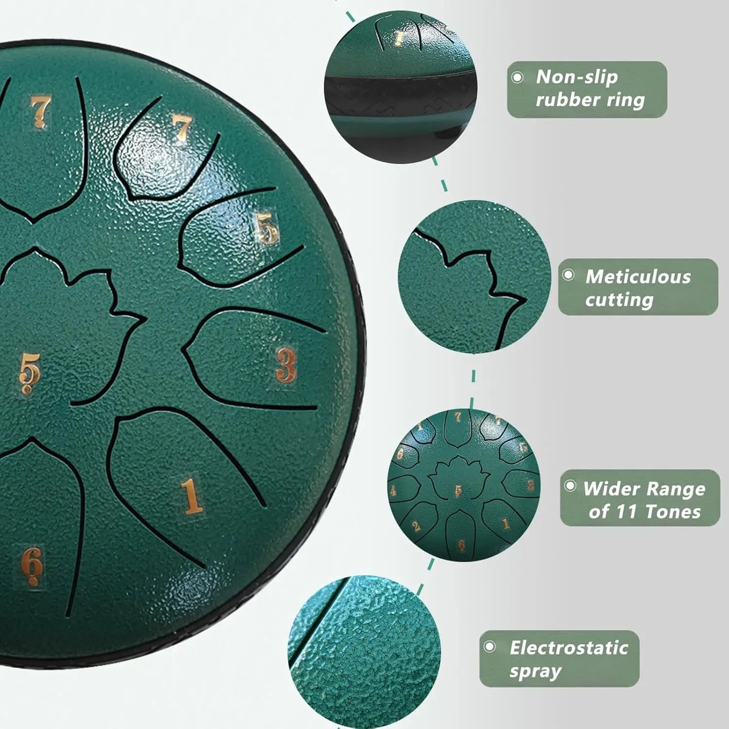 Steel Tongue Drum 6 Inch 11 Notes, Glucophone Ethereal Music Drum Percussion instrument for Yoga Meditation - Kenner House Emporium