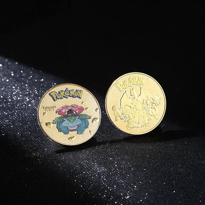Golden Pok é mon Commemorative Coin, Pocket Monsters Cartoon Commemorative Badge, Collection, Play, Small Gifts, Event Souvenirs - Kenner House Emporium