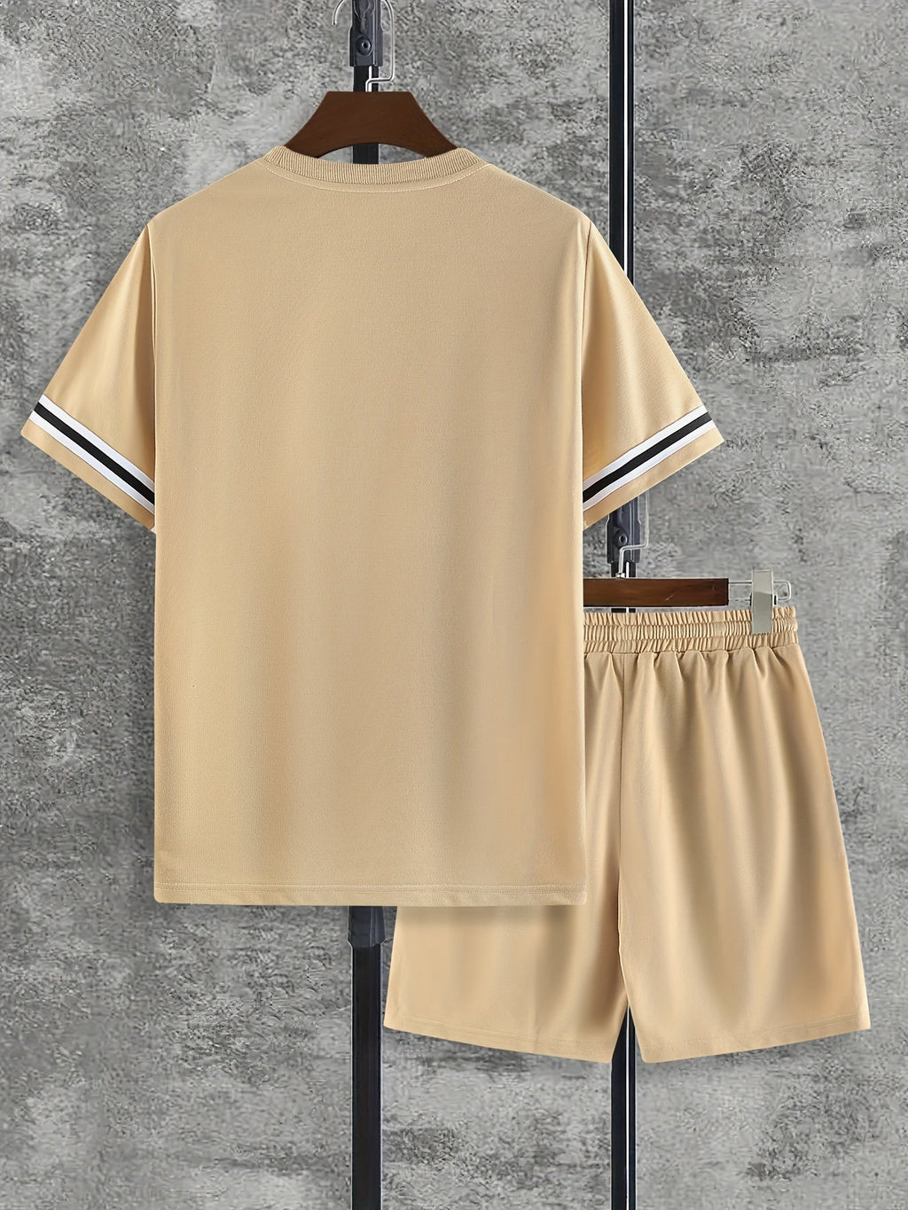 Men's Short Sleeve T-shirt & Drawstring Shorts 2pcs Casual Sports Regular Tee Top Pants Suit Outfits For Spring Summer, As Gifts - Kenner House Emporium