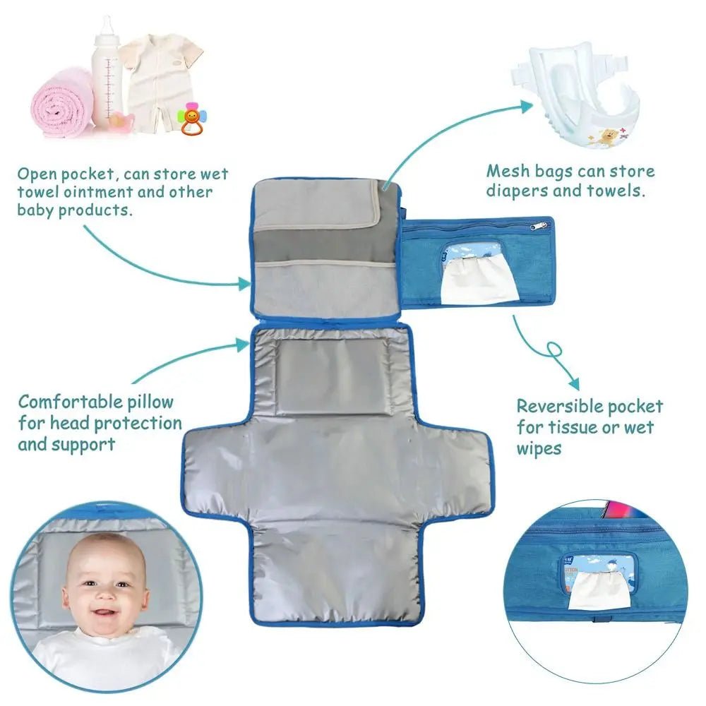 Portable Diaper Changing Pad Portable Baby Changing Pad with Pockets Waterproof Travel Diaper Changing Station Kit Baby Gifts - Kenner House Emporium