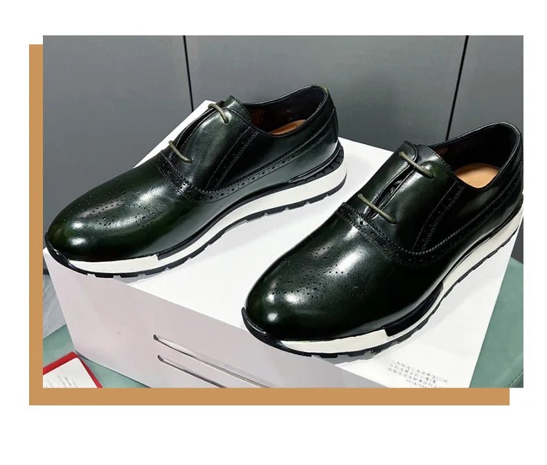 Spring Casual Shoes Men's Genuine Leather Anti - skid Sports Shoes Outdoor Walking Shoes Classic Pointed Breathable Leather Shoes - Kenner House Emporium
