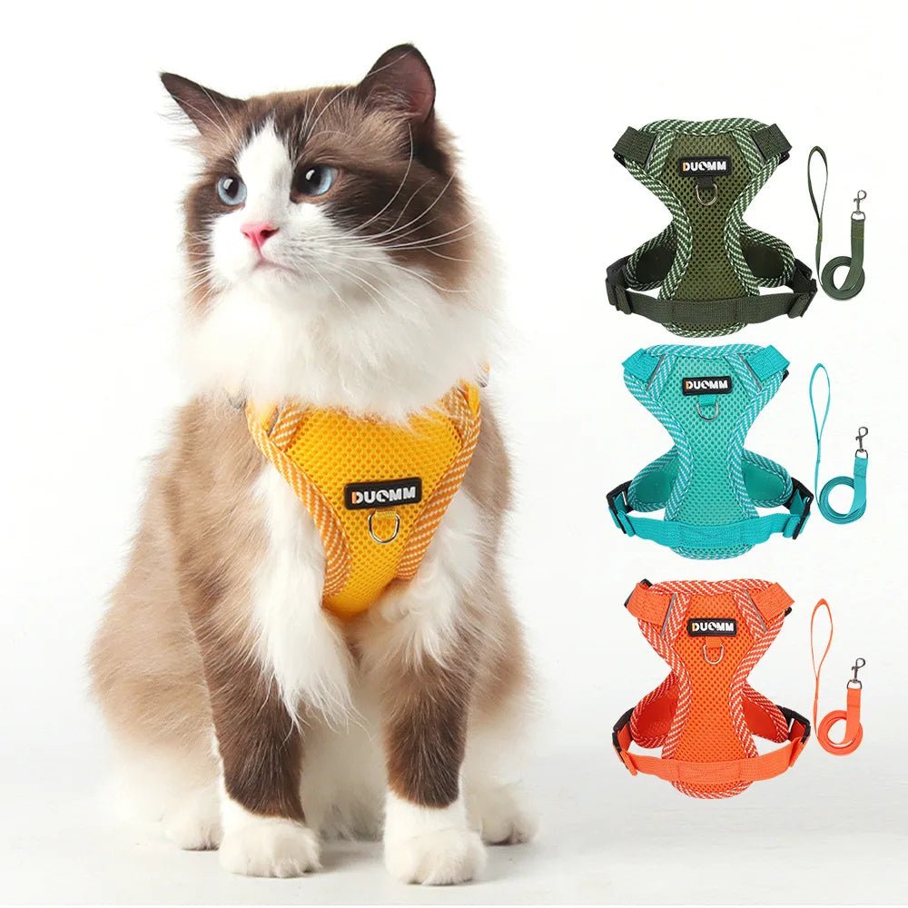 Cat Harness Dog Leash Breathable Mesh Spring Summer Pet Supplies Reflective Outdoor Walk Soft Cat Comfortable Puppy Harness - Kenner House Emporium