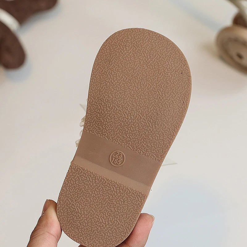 Baby Girls Leather Shoes for Wedding Party Princess Kids Flat Mary Janes Lace Bowtie with Beading 2025 Spring Children Flats New - Kenner House Emporium