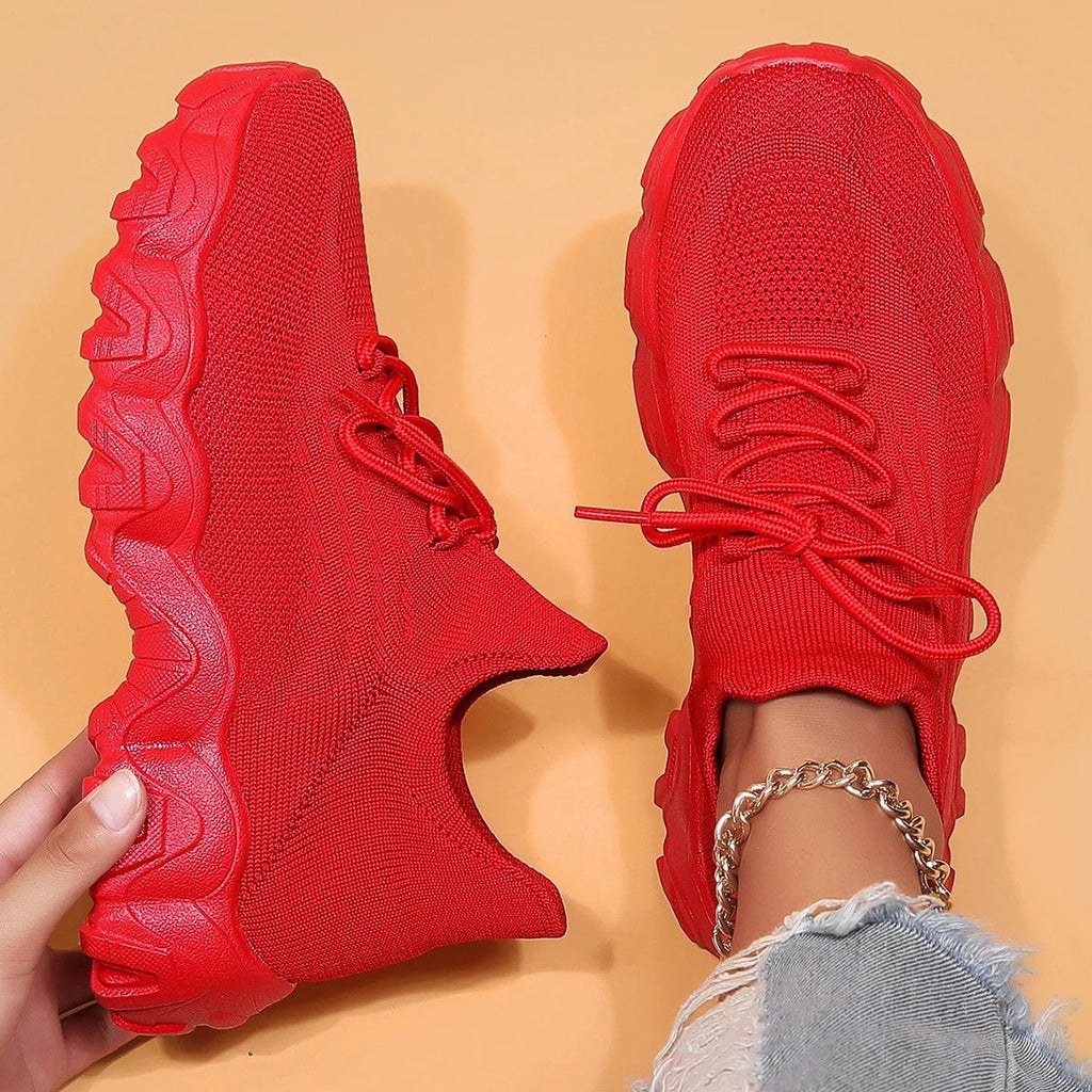 Spring Pink Sneakers Woman Shoes Casual Breathable Mesh Sneakers for Women Platform Slip - on Knitted Socks Sneakers Ladies - Kenner House Emporium