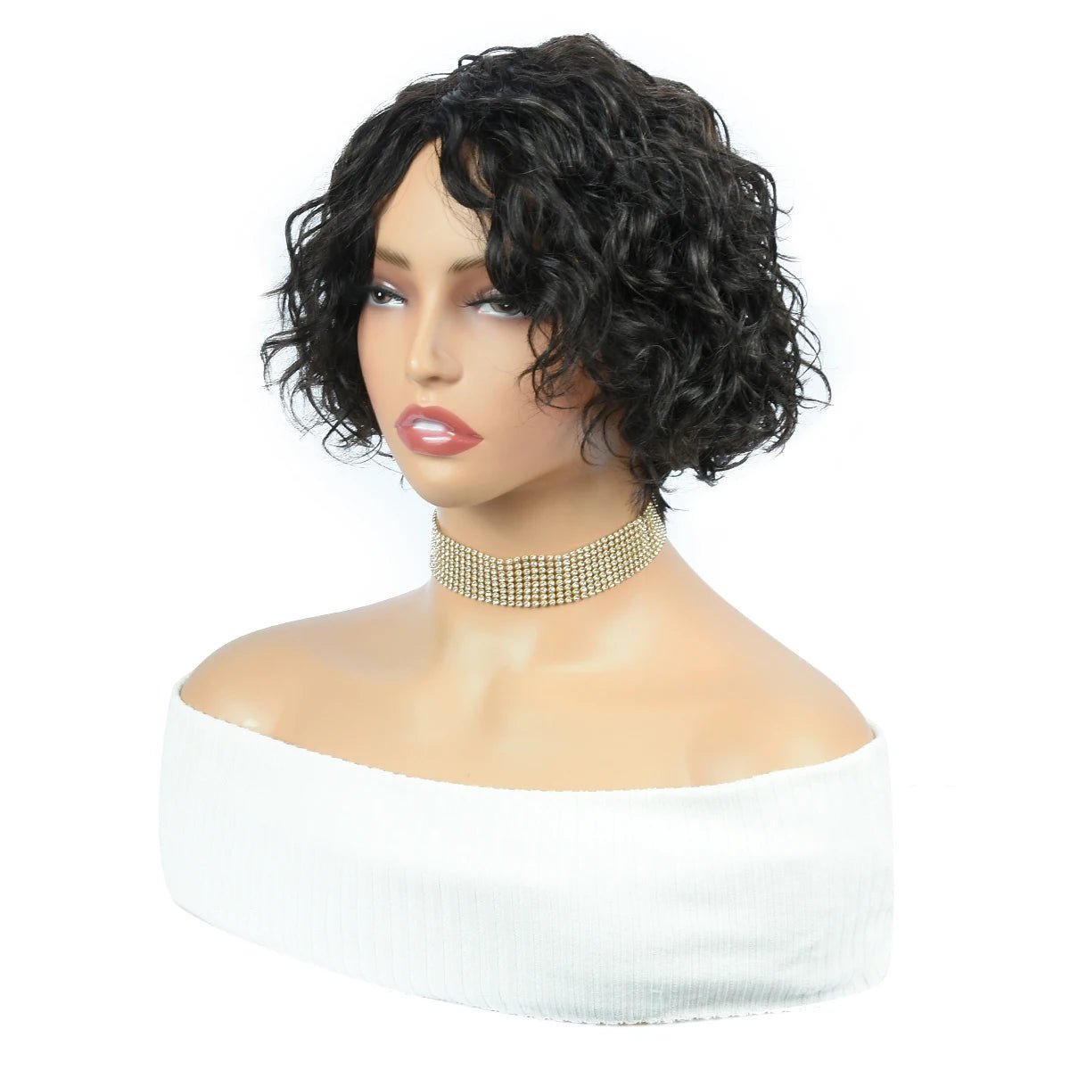 Curly Human Hair Wigs Full Machine Made Wigs For Woman Natural Color Pixie Cut Human Hair Wigs Pixie Cut Wigs HairUGo - Kenner House Emporium