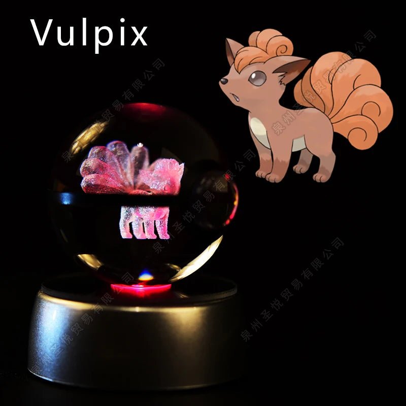 Pokemon Crystal Ball 3D Pikachu Gengar Mewtwo Night Light Lamp Pokeball 3D Glass Pokemon Crystal Ball Statue Kids Birthday Gift - Kenner House Emporium
