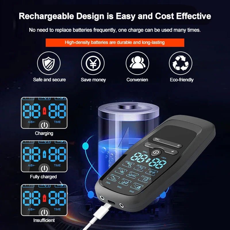 Electric 9 Modes Digital Therapy Muscle Stimulator Physiotherapy Microcurrent Tens electrostimulator EMS Pulse Body Massager - Kenner House Emporium