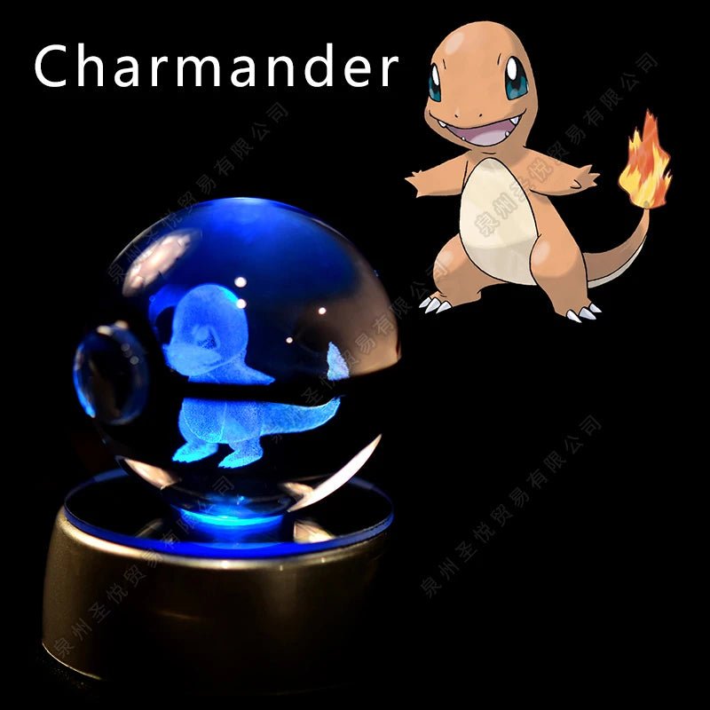Pokemon Crystal Ball 3D Pikachu Gengar Mewtwo Night Light Lamp Pokeball 3D Glass Pokemon Crystal Ball Statue Kids Birthday Gift - Kenner House Emporium