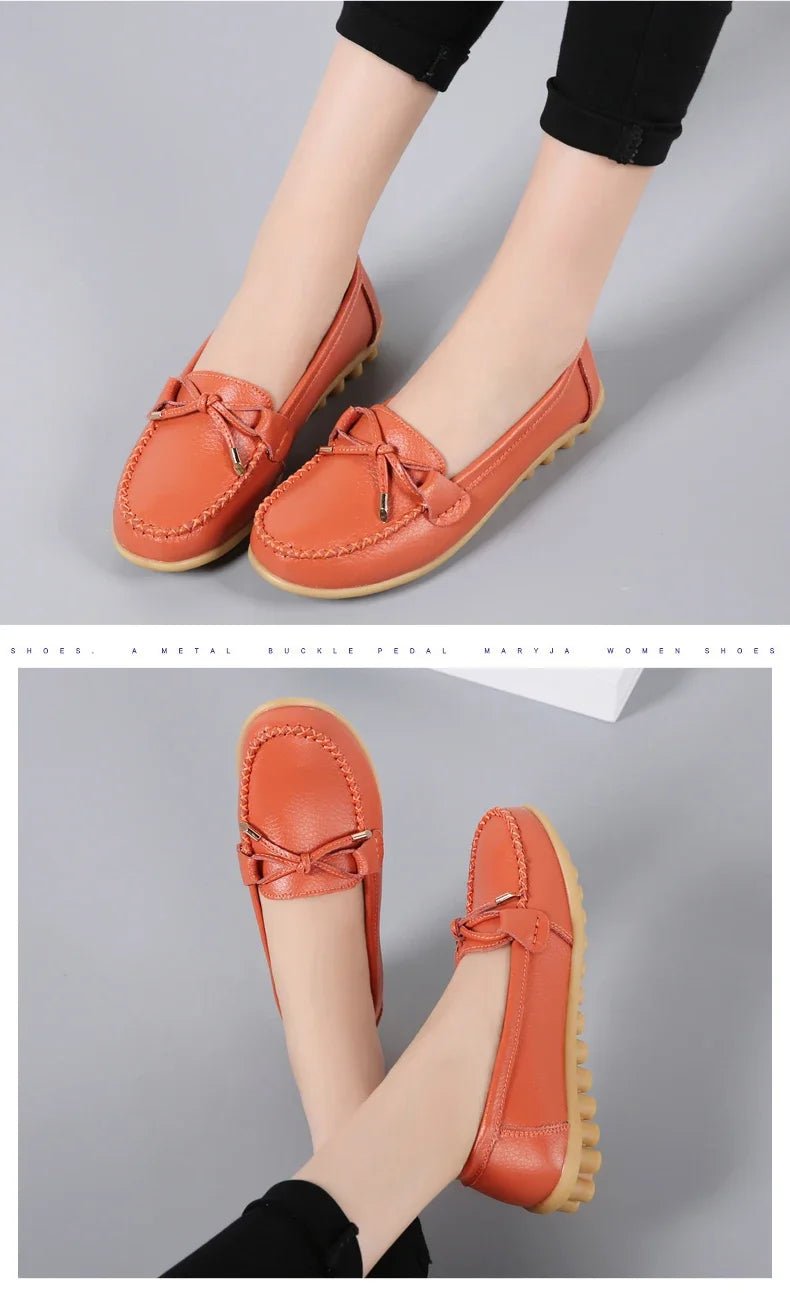 New Woman Flats Shoes Ballet Flat Sneakers Genuine Leather Spring Soft Moccasins Ladies Boat Ballerina Espadrilles Creepers - Kenner House Emporium