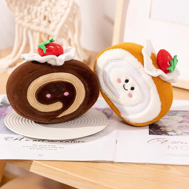 Stuffed Cake Plushie Strawberry Swiss Roll Plush Toys Cute Face Cream Snack Party Decor Party Gift Toys For Kids Birthday - Kenner House Emporium