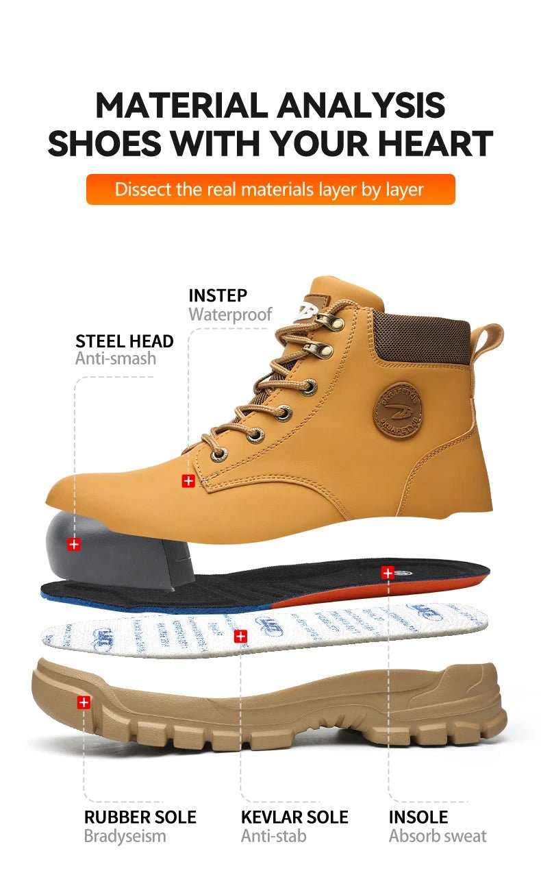 Steel Toe Shoes for Men Women Lightweight Anti - smash Steel Toe Sneakers Indestructible Work Boots Construction Safety Shoes - Kenner House Emporium