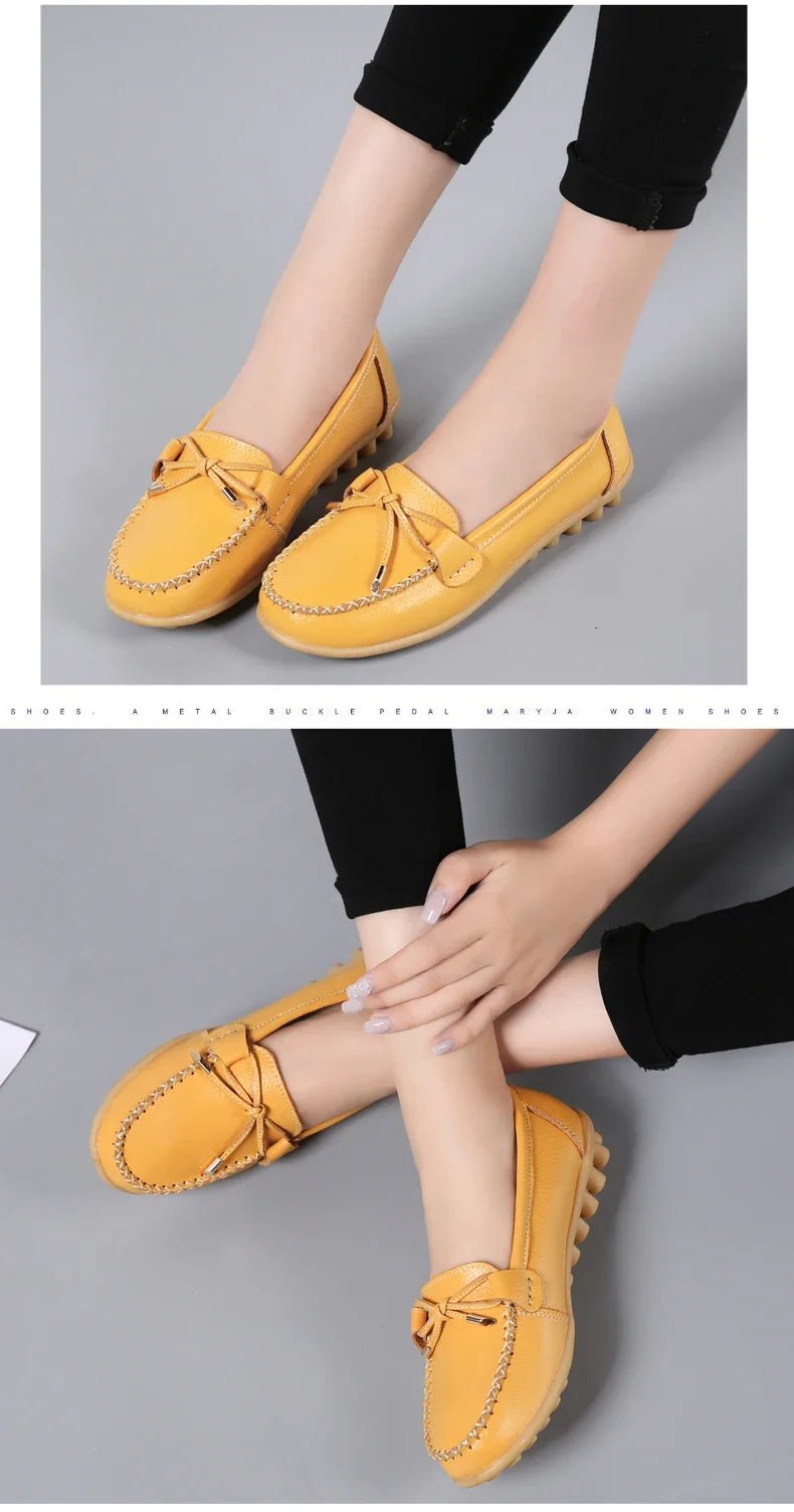 New Woman Flats Shoes Ballet Flat Sneakers Genuine Leather Spring Soft Moccasins Ladies Boat Ballerina Espadrilles Creepers - Kenner House Emporium