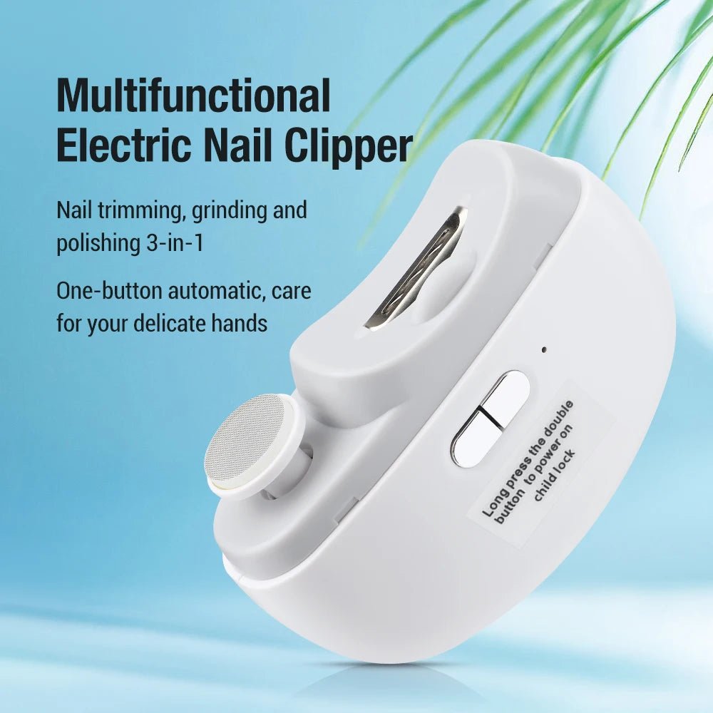 2 In 1 Electric Nail Clippers Manicure Anti - Splash Nail Trimmer For Baby Finger Toe Scissors Pedicure Thick Nails Cutter Tools - Kenner House Emporium