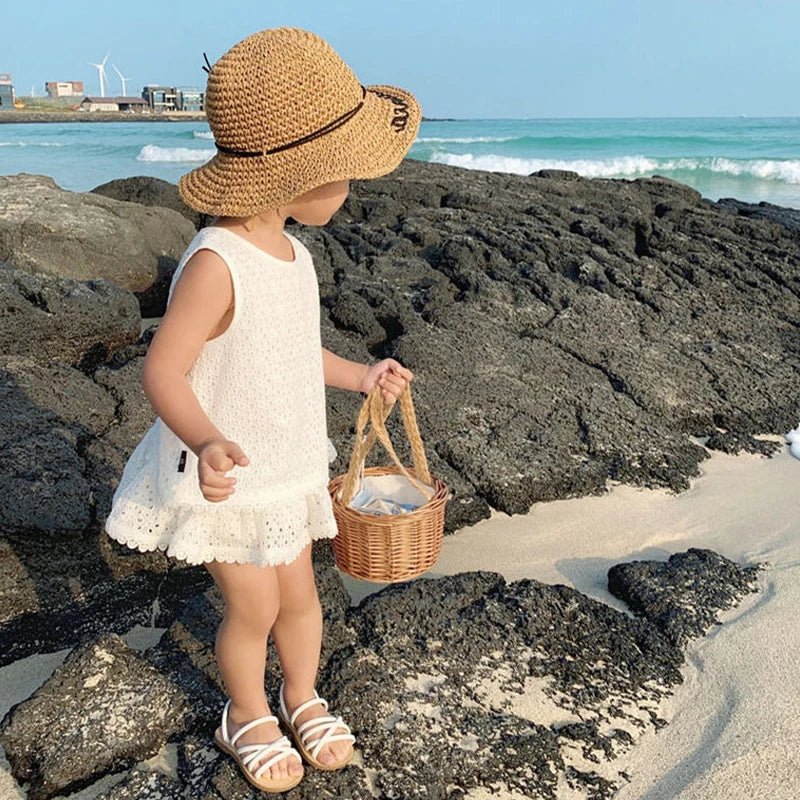 Girls Summer Clothing Sets Hollow Lace Suit Baby Casual Sleeveless T-shirt+Shorts Kids Clothing Sets Baby Clothes Outfits - Kenner House Emporium