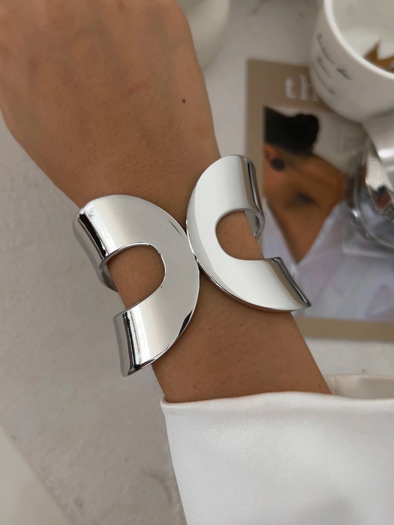 Ingemark 4 Styles Exaggerated Punk Smooth Big Chunky Open Cuff Bangles for Women Gold Color Spring Bracelets Men Hand Jewelry - Kenner House Emporium