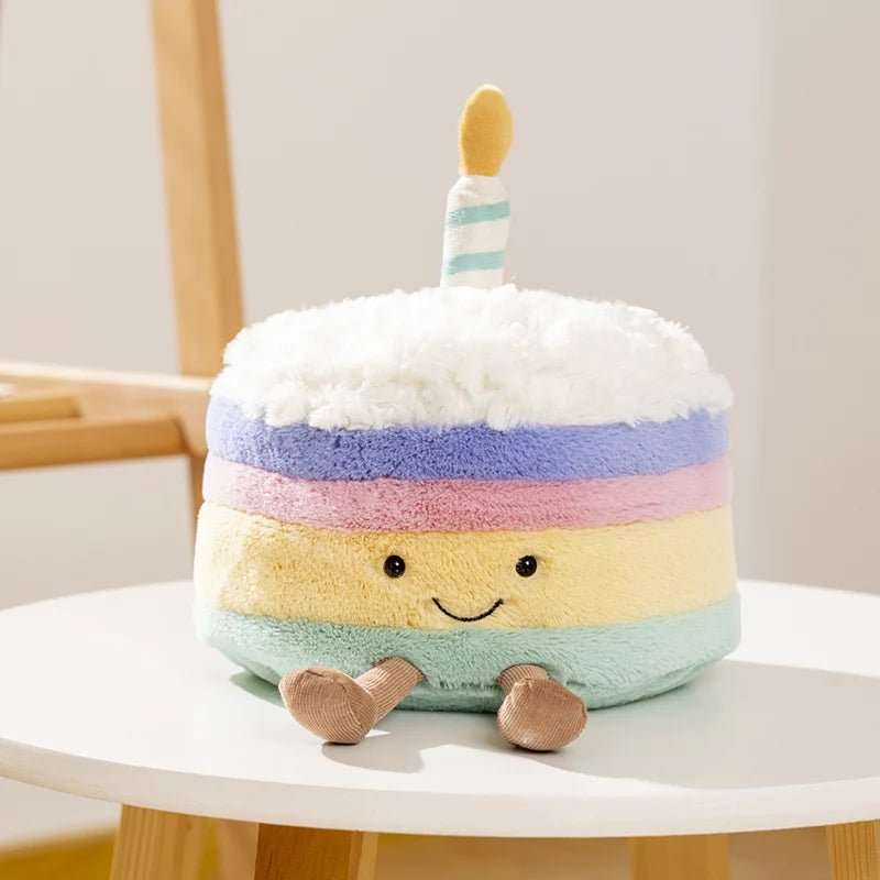 Kawaii Smile Cake Plush Toys Soft Stuffed Dessert Dolls with Candle Cherry Birthday Xmas Gift For Kids Cuddly Home Party Decor - Kenner House Emporium