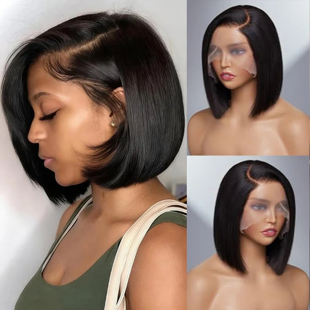 Bob Wig Human Hair 13x4 Hd Lace Front Human Hair Wigs For Black Women Glueless Lace Front Wigs Pre Plucked Pre Cut Straight Bob - Kenner House Emporium