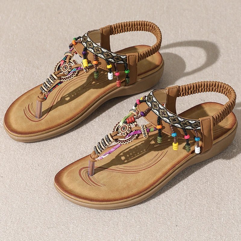 Women's Sandals Women Low Heels Flat Sandals Summer 2025 Bead String Flip Flops Woman Shoes Summer Footwear Sandalias De Mujer - Kenner House Emporium