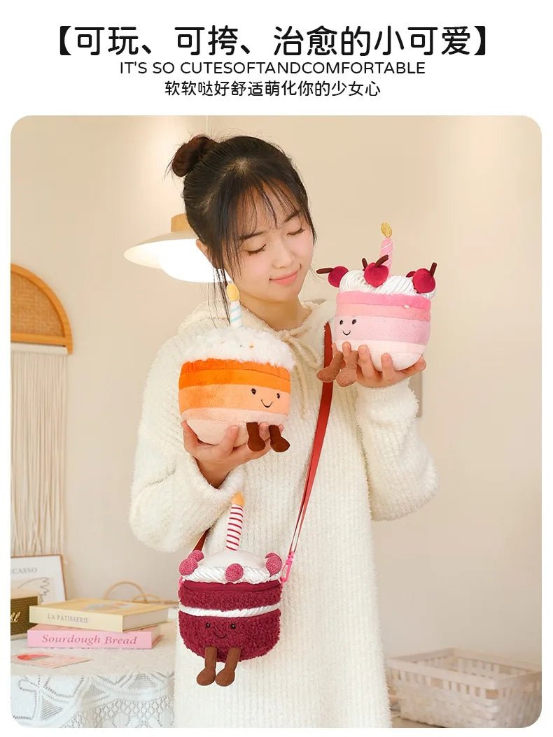 Cute JC Cartoon Cake Plush toys soft soft Doll Stuffed PP Cotton Desktop Ornament Decor Girl Collectible Birthday Surprise Gift - Kenner House Emporium