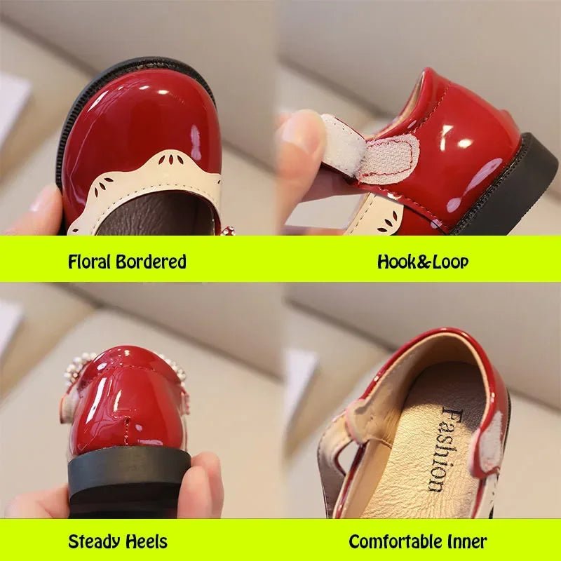 2024 Spring Summer Girl's Shoes Beading Bow - tie Baby Girl Shoes Crystal Princess Dress Shoes Bordered Children Footwear F02262 - Kenner House Emporium