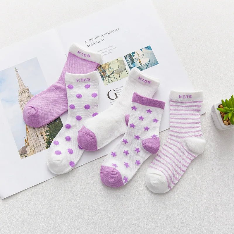 5 Pairs/lot 0 to 7 Years Spring Summer Thin Mesh Socks For Girls Boys Cute Animal Children's Thin Sock Baby Newborn Short Socks - Kenner House Emporium